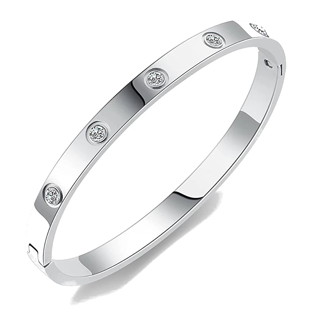Brazalete con Detalles Brillantes en Plata
