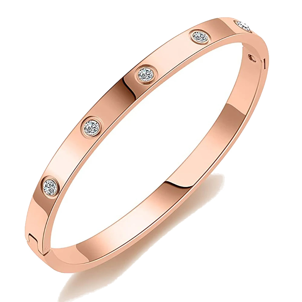 Brazalete con Detalles Brillantes en Oro Rosa
