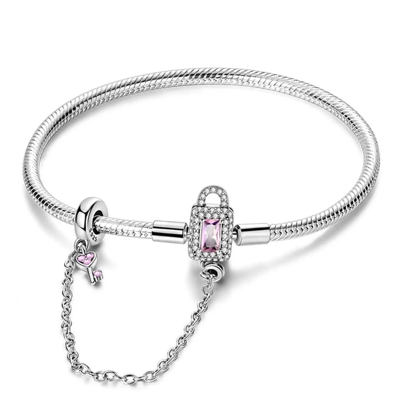 Brazalete con Candado y Llave en Plata