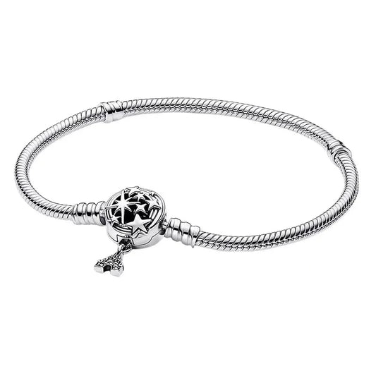 Brazalete con Charm de Estrellas y Castillo Mágico en Plata