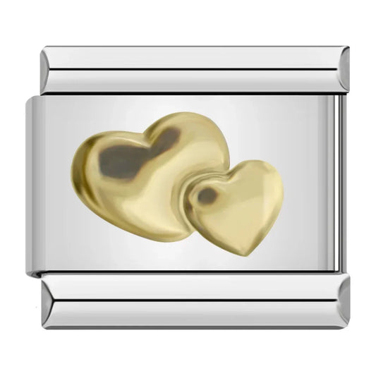 Charm Italiano de Doble Corazón en Plata