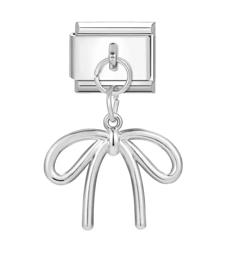 Charm Italiano Amarre de Moño Plateado