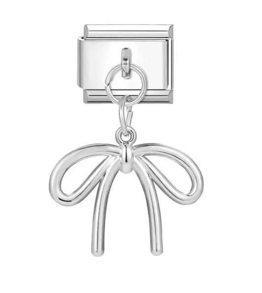 Charm Italiano Amarre de Moño Plateado