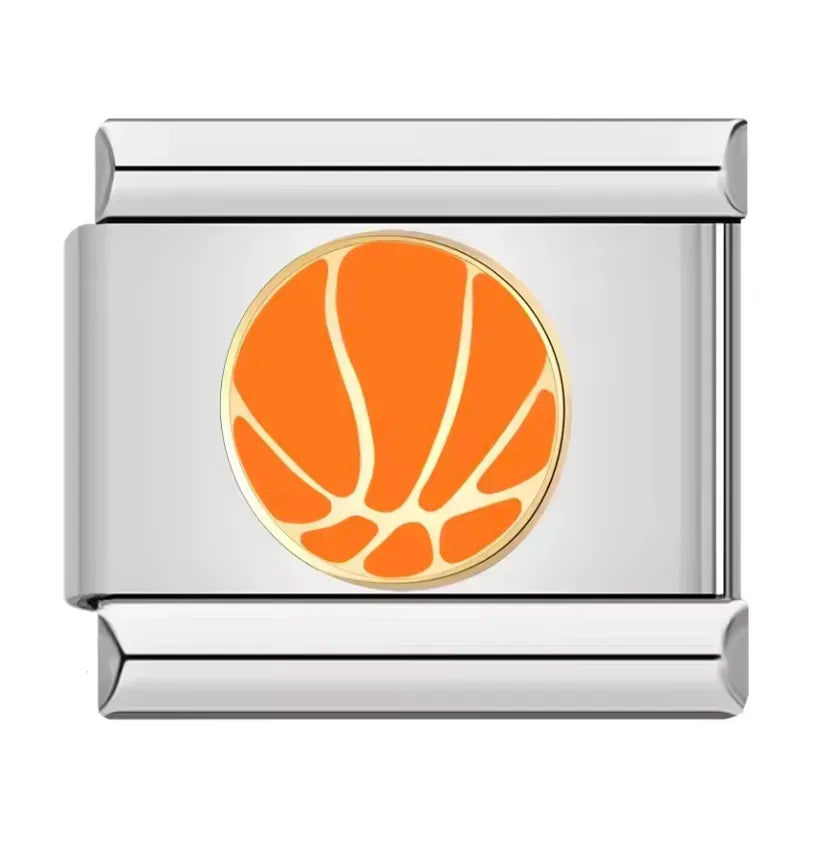 Charm Italiano Plateado con Diseño de Balón de Baloncesto