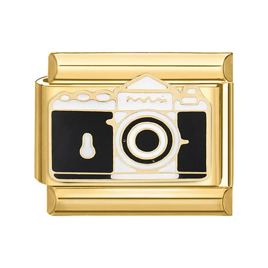 Charm Italiano con Diseño de Cámara en Oro