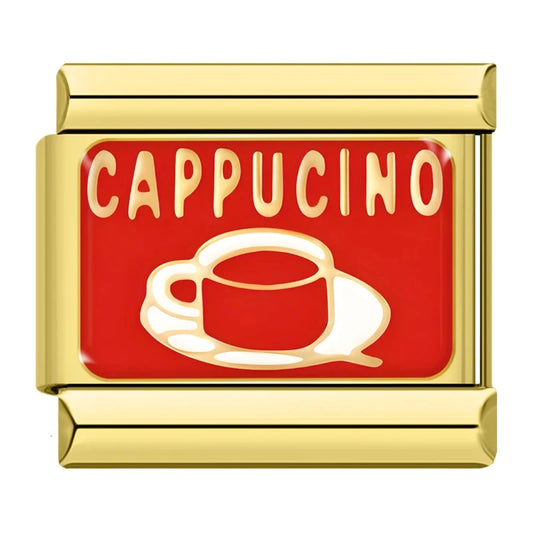 Charm Italiano de Pulsera con Diseño de Cappuccino en Oro
