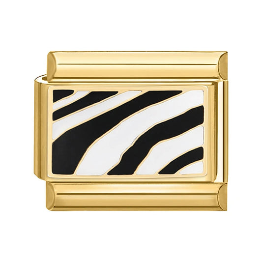 Charm Italiano con Patrón de Cebra en Oro