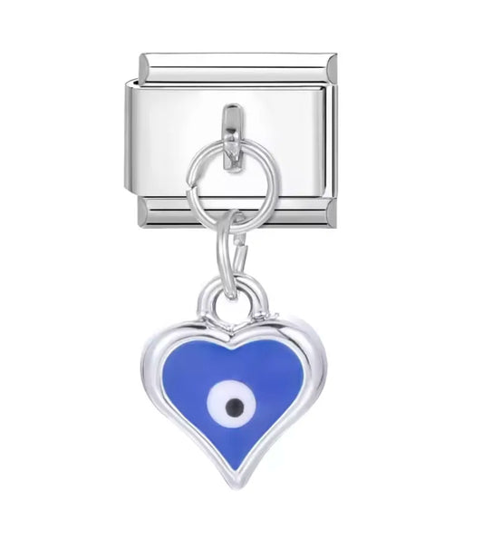 Charm Italiano Corazón Azul con Ojo