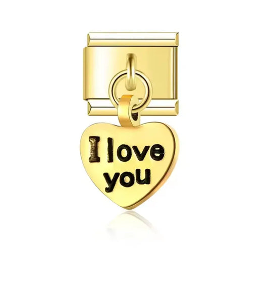 Charm Italiano Corazón "I Love You" Dorado
