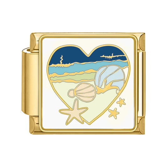 Charm Italiano con Corazón Marino en Oro