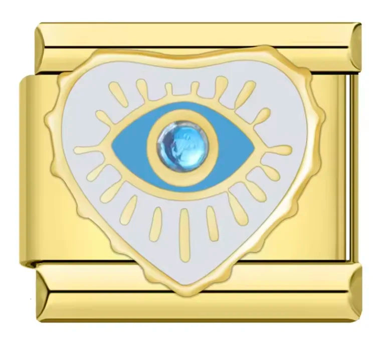 Charm Italiano Corazón con Ojo Azul
