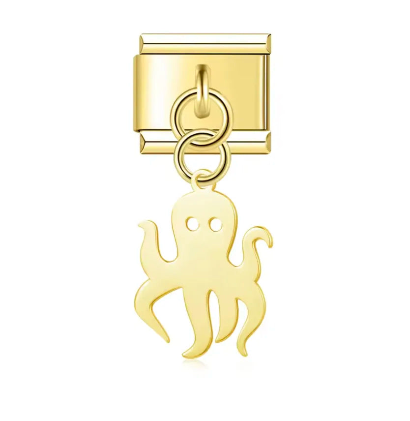 Charm Italiano Dorado con Colgante de Pulpo