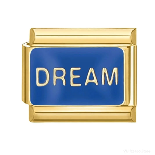 Charm Italiano de Pulsera con Palabra Dream en Oro