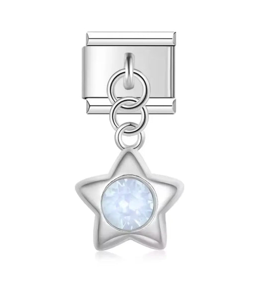 Charm Italiano Estrella con Piedra Azul Claro