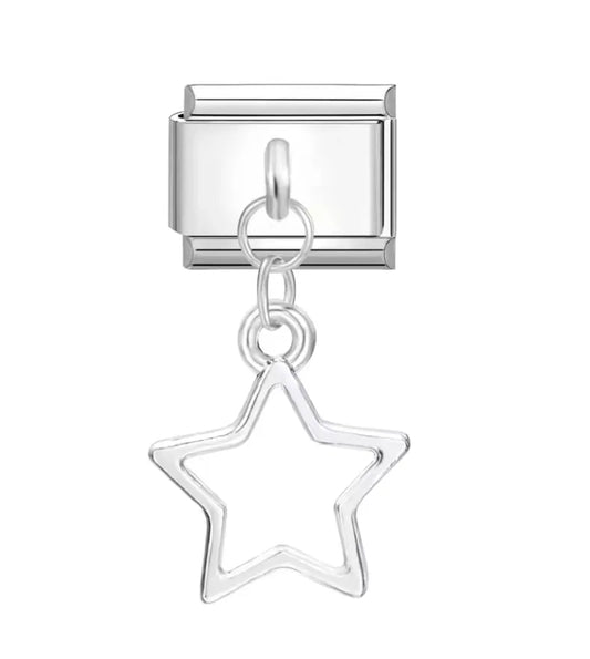 Charm Italiano Estrella Plateada