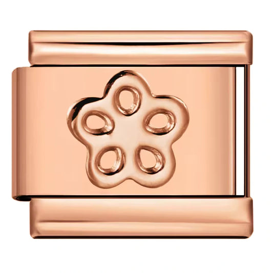 Charm Italiano con Flor Estilizada en Oro Rosa