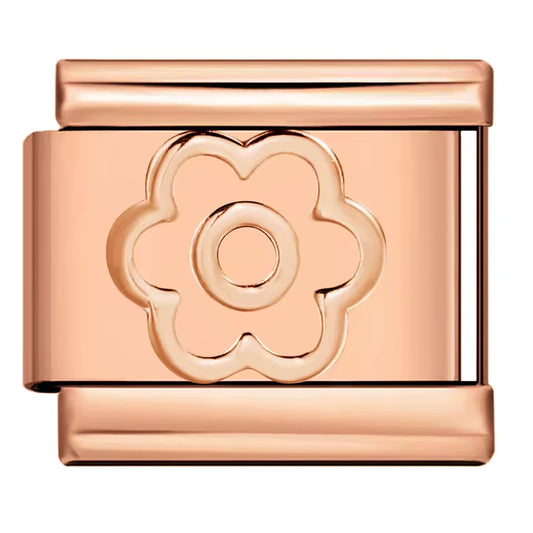 Charm Italiano con Flor en Oro Rosa