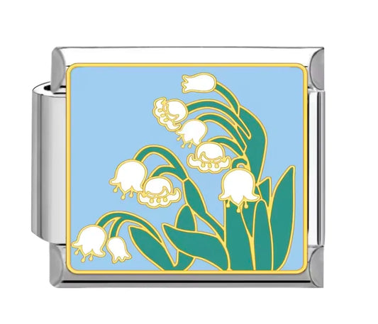 Charm Italiano con Símbolo de Flores Blancas