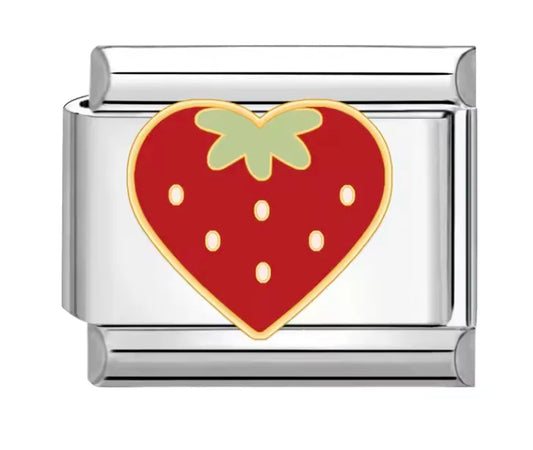 Charm Italiano "Fresa en Corazón" con Toque Dulce