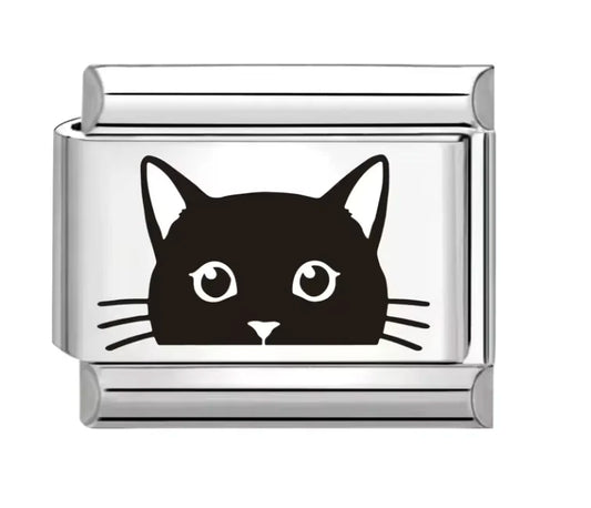 Charm Italiano con Símbolo de Gatito Negro