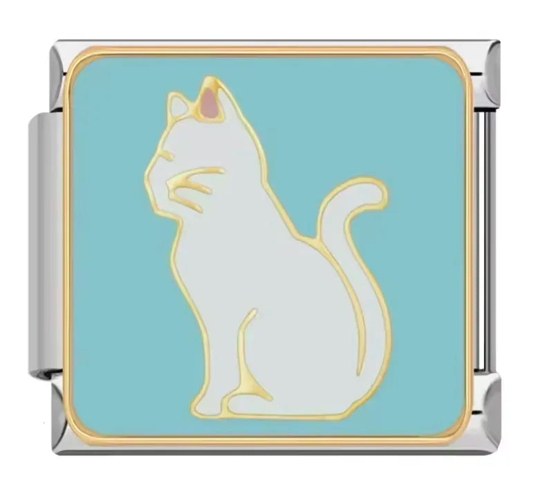 Charm Italiano con Símbolo de Gato Blanco