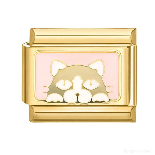 Charm Italiano de Gato Dormilón en Oro