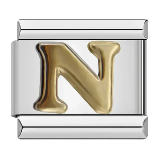 Charm Italiano con Letra N en Plata