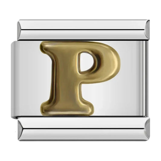Charm Italiano con Letra P en Plata