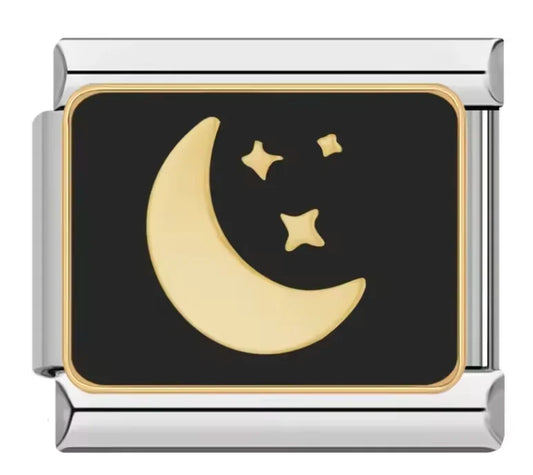 Charm Italiano con Símbolo de Luna y Estrellas