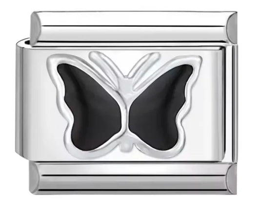 Charm Italiano "Mariposa Negra" con Toque Elegante
