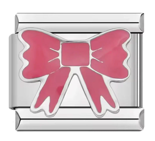 Charm Italiano con Símbolo de Moño Rosa