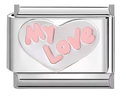 Charm Italiano "My Love" con Corazón Romántico
