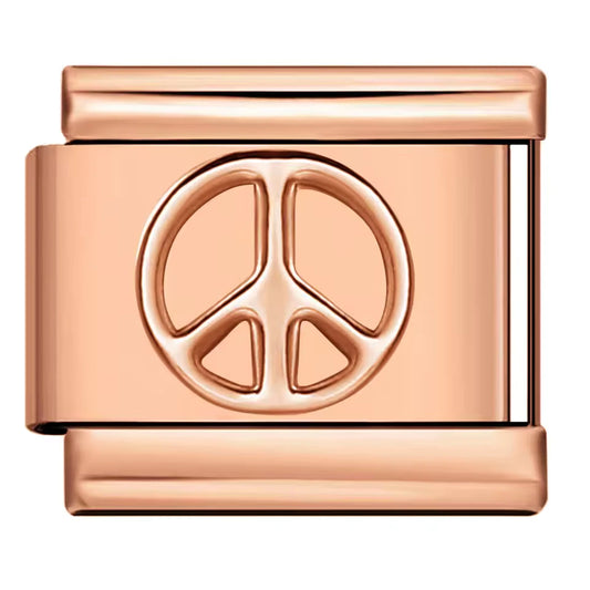 Charm Italiano con Símbolo de Paz en Oro Rosa