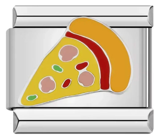Charm Italiano de Pizza con Fondo Plateado