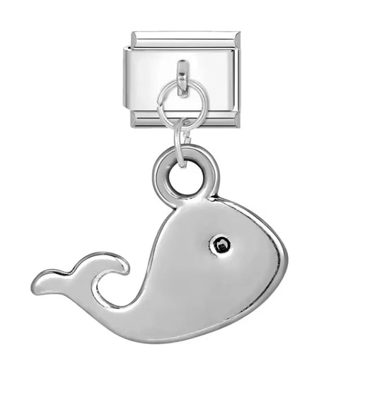 Charm Italiano Plateado con Colgante de Ballena