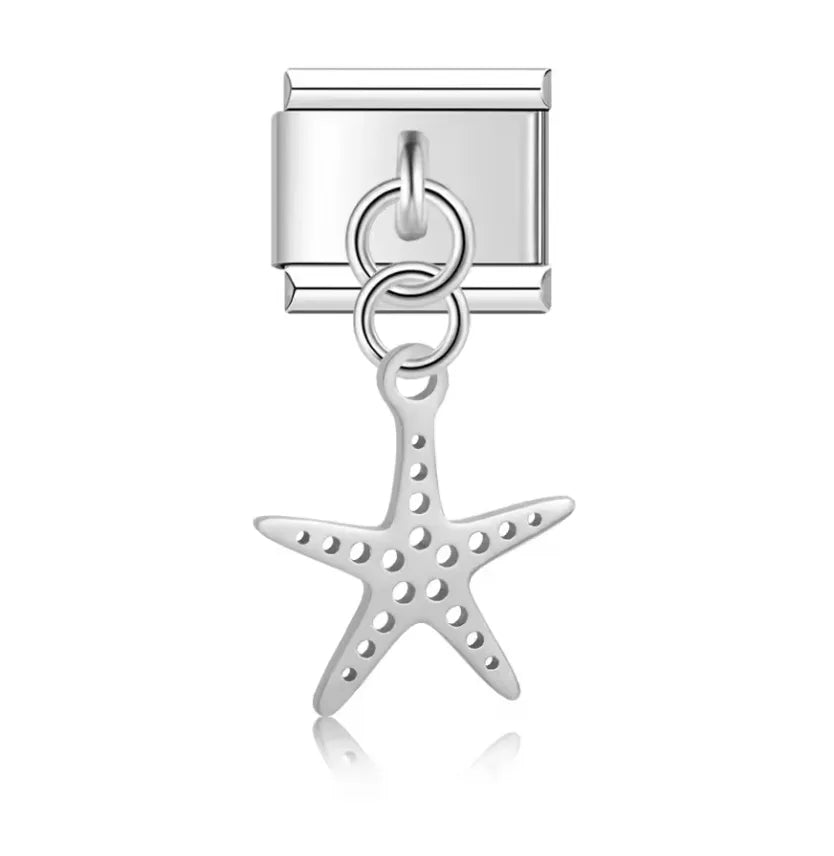 Charm Italiano Plateado con Colgante de Estrella de Mar