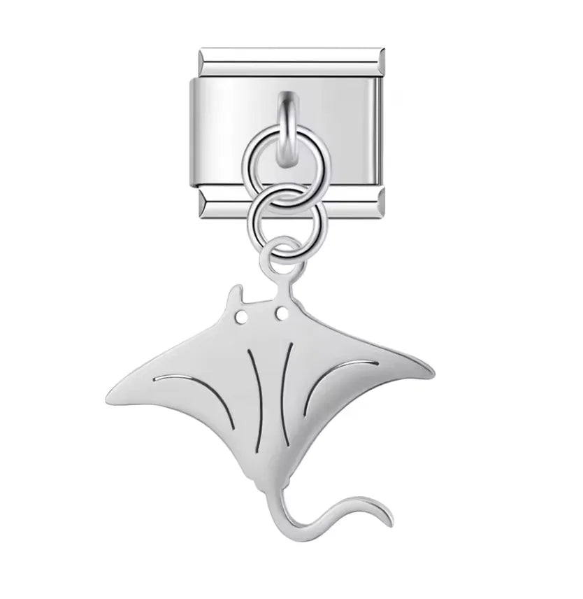 Charm Italiano Plateado con Colgante de Mantarraya