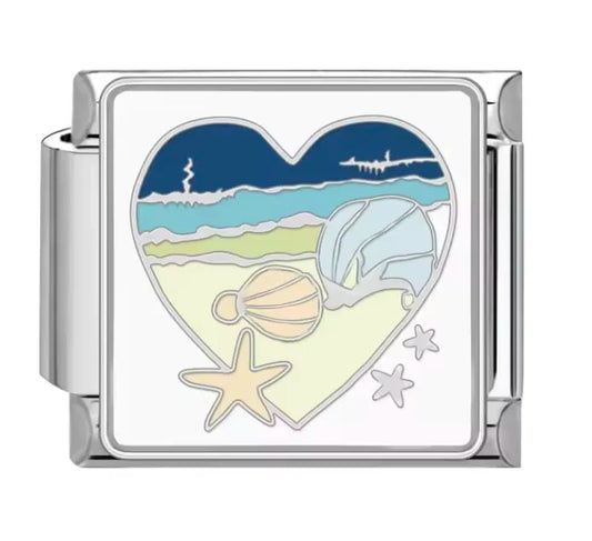 Charm Italiano "Playa en Corazón" con Toque Costero