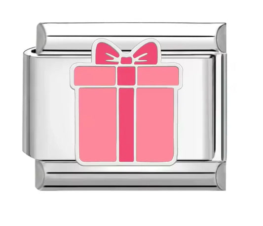 Charm Italiano con Símbolo de Regalo Rosa