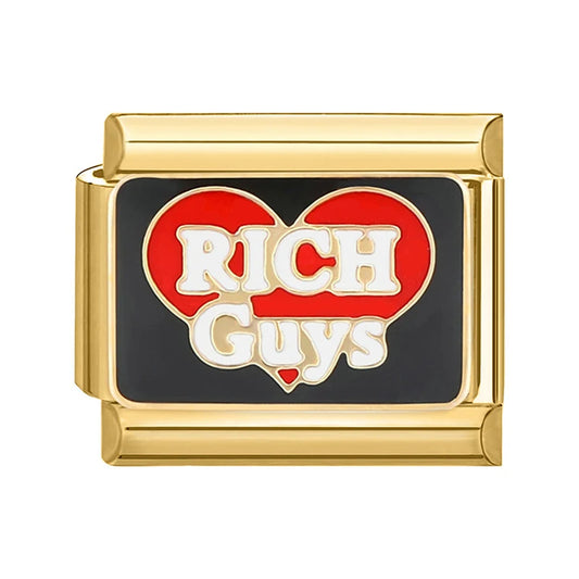 Charm Italiano con Frase Rich Guys en Oro