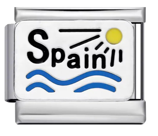 Charm Italiano con Símbolo de "Spain" y Diseño de Aguas y Sol