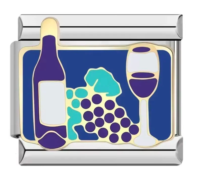 Charm Italiano con Símbolo de Vino y Uvas