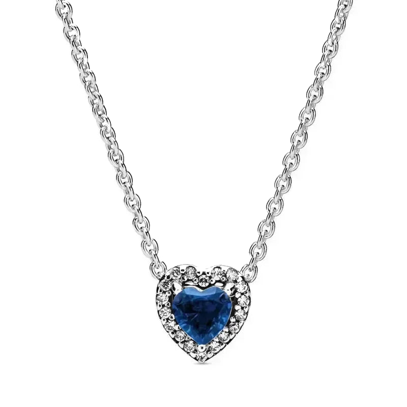 Collar con Corazón Azul Encantador en Plata Esterlina