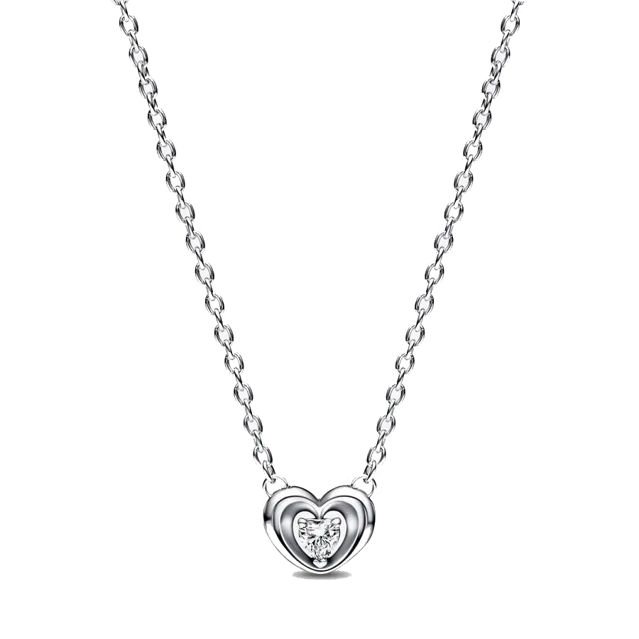 Collar con Péndulo de Corazón Brillante en Plata