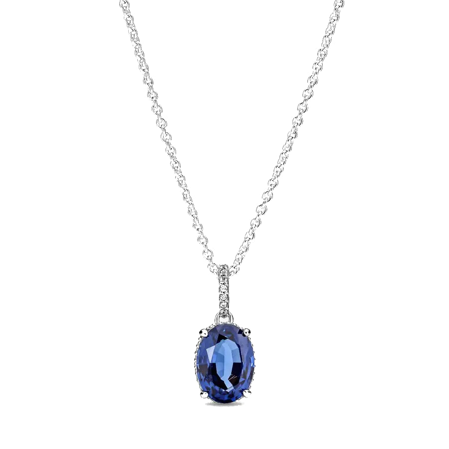 Collar con Péndulo de Zafiro Azul en Plata