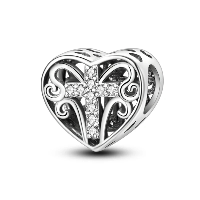 Charm de Corazón con Cruz Brillante