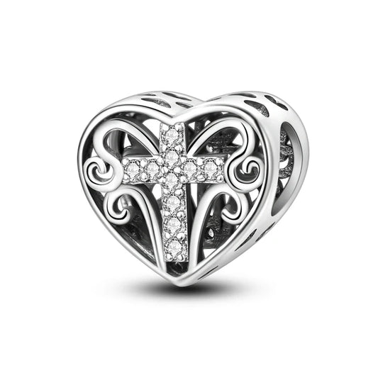 Charm de Corazón con Cruz Brillante