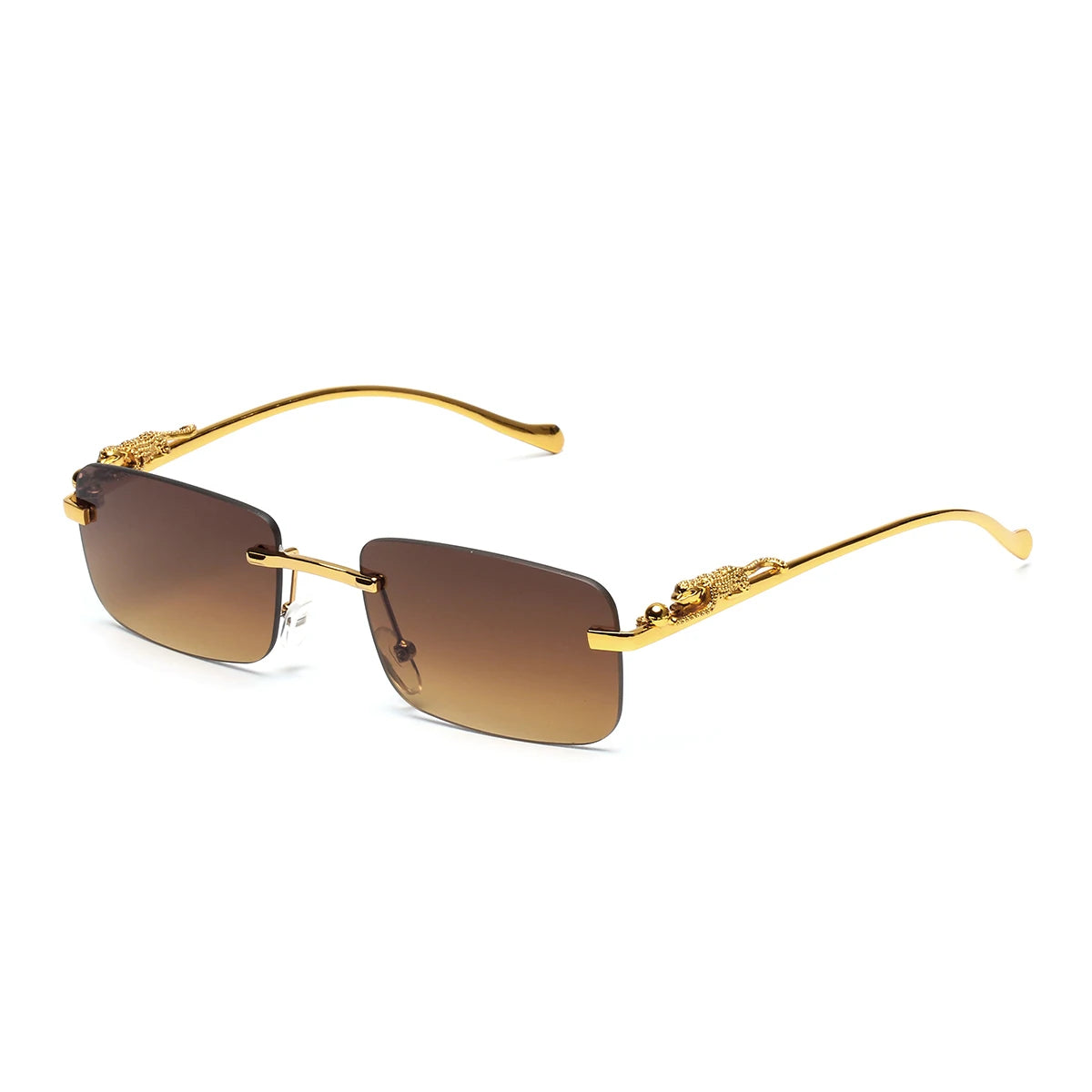 Lentes de Sol con Detalle de Pantera en Oro Marrón