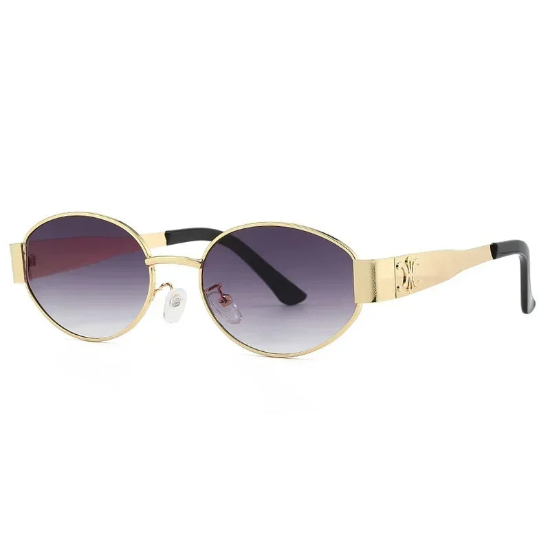 Lentes de Sol Redondos con Detalle Grabado en Oro