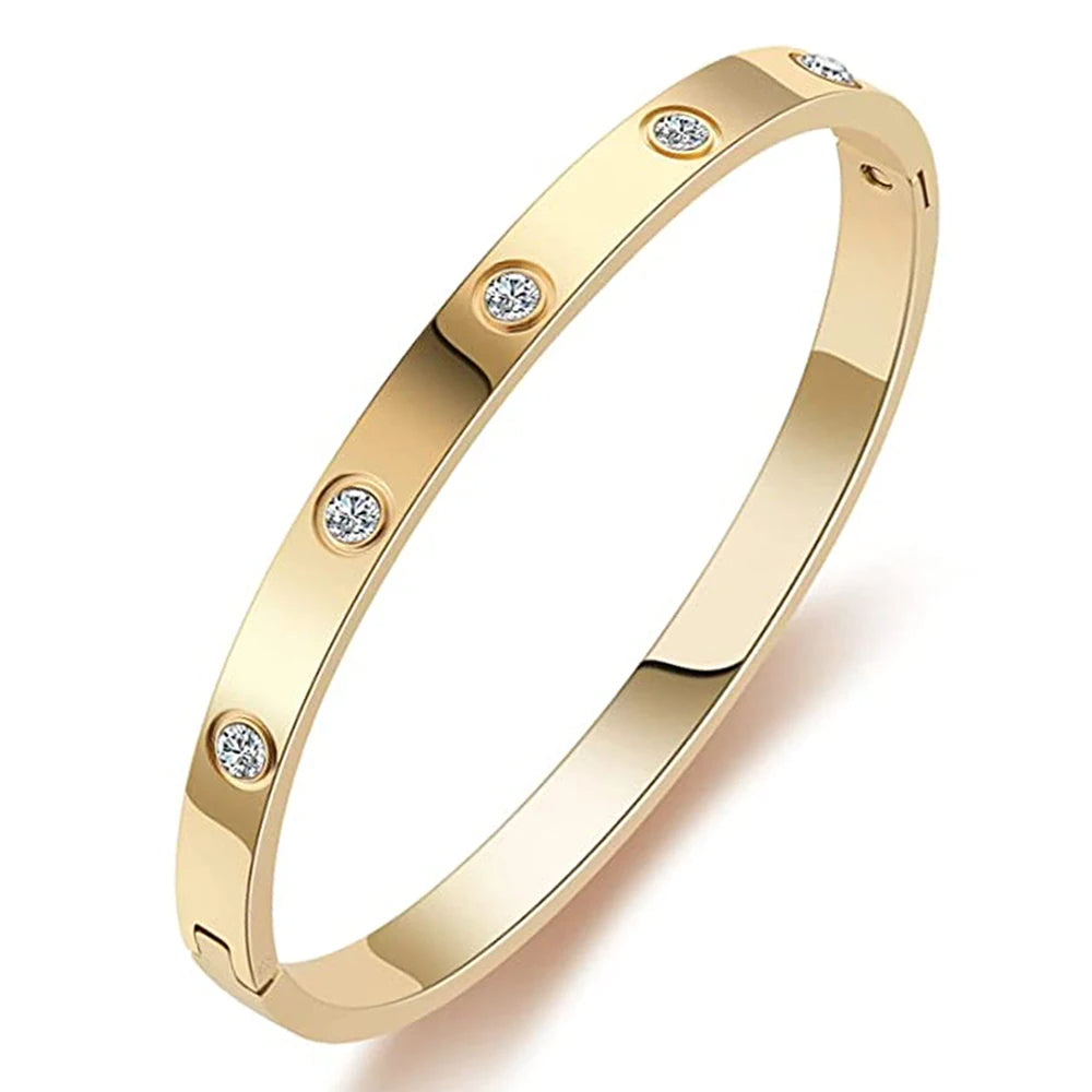 Brazalete con Detalles Brillantes en Oro
